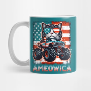 4th of July independence. Monster truck cat lovers Mug